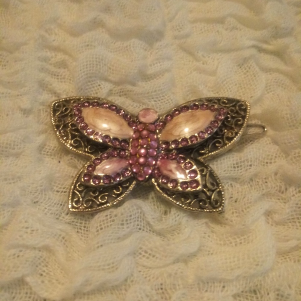 Pink Butterfly Hair Clip